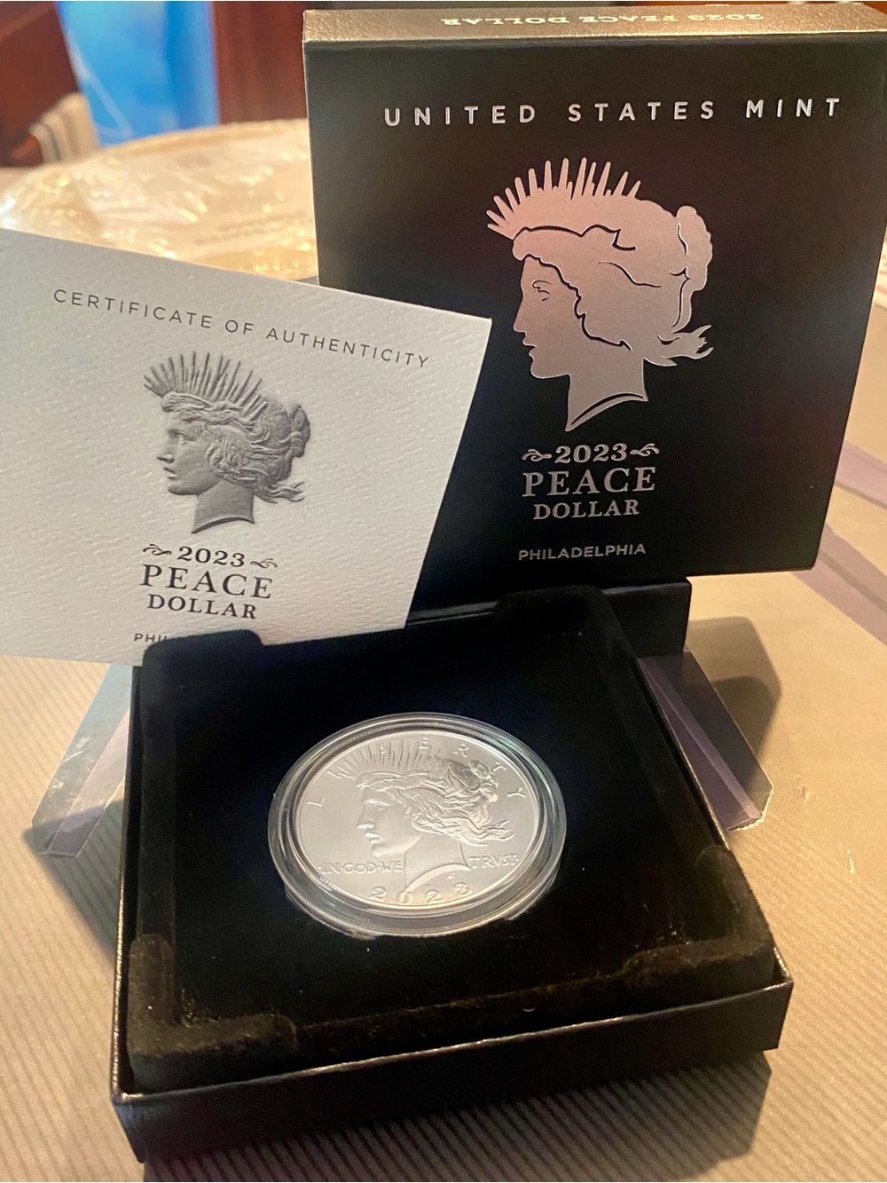 United States Mint - 2023 PEACE DOLLAR - PHILADELPHIA - 99.9% SILVER - UNC - COA